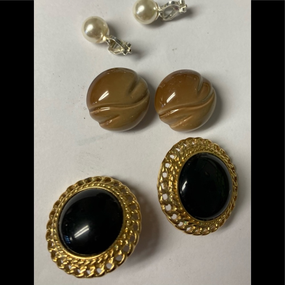 Set of (3) 80’s clip on earrings